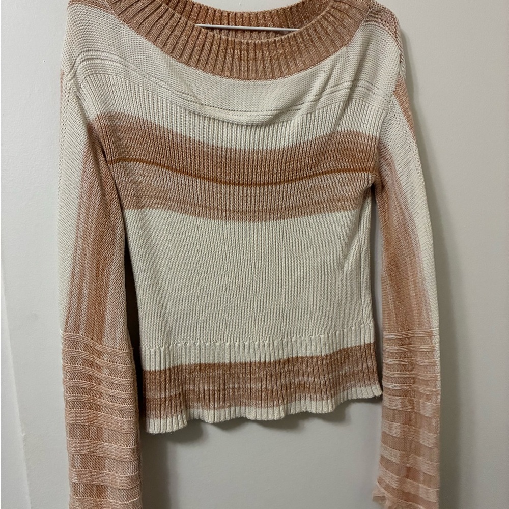Elegant Cream and Brown Women's Turtleneck Sweater